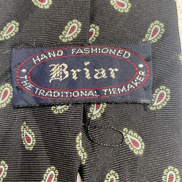 Briar Silk Tie Black Paisley Length 59” preppy classic - Picture 3 of 7